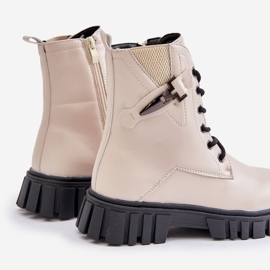 News Bottines fille isolées avec fermeture éclair et décoration, beige Zinnirella 2
