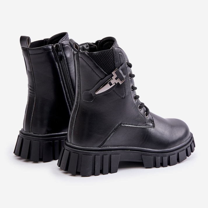 News Bottines fille isolées avec fermeture éclair et décoration, Noir Zinnirella 2