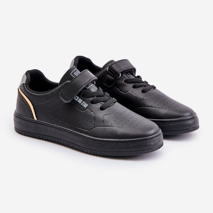 Baskets pour enfants en cuir écologique avec velcro Big Star OO374004 Noir 1
