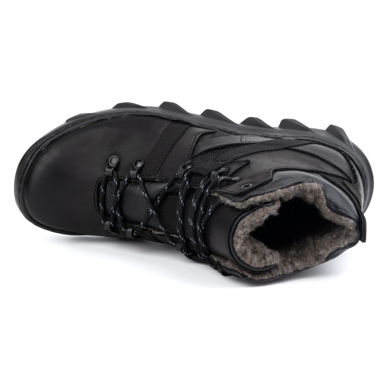 Olivier Bottes d'hiver isolées en cuir pour hommes 151KZ, noir 2