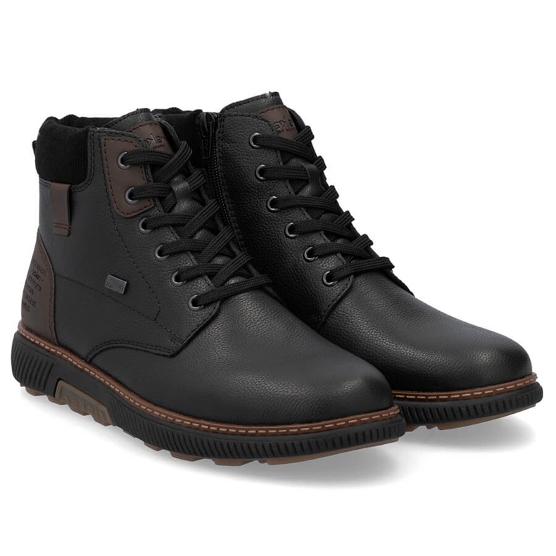 Bottines isolées imperméables en cuir pour hommes, noires Rieker B3343-00 le noir 1