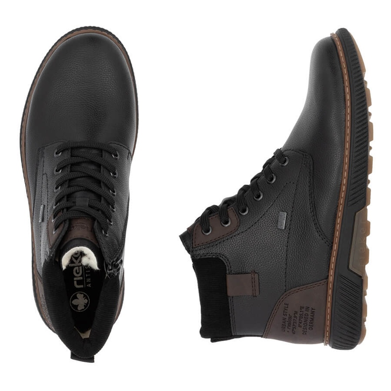 Bottines isolées imperméables en cuir pour hommes, noires Rieker B3343-00 le noir 2