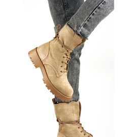 Bottines à lacets en daim pour femme, beige DE1051S-KH 2