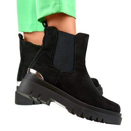 Bottines Chelsea en daim pour femme, noires, XJ-351B le noir 1