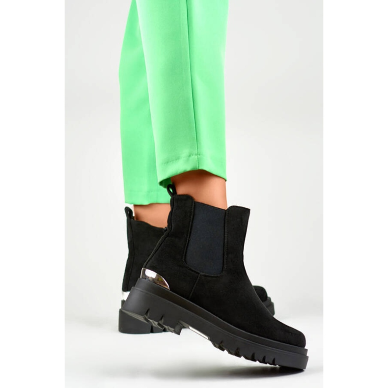 Bottines Chelsea en daim pour femme, noires, XJ-351B le noir 2