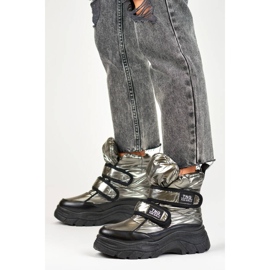 Bottines de neige femme métallisées, bottines velcro argentées 22-PY16062SI noir 2