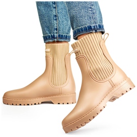 Bottines en caoutchouc pour femme avec tige et chaussette élastiques, beige S23BE 1 Bottines en caoutchouc pour femme avec tige et chaussette élastiques, beige S23BE 1