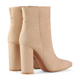 Bottines femme en daim à talon pointu, beige D7959B 3