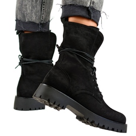 Bottines à lacets en daim pour femme noir DE1051S-B beige 5