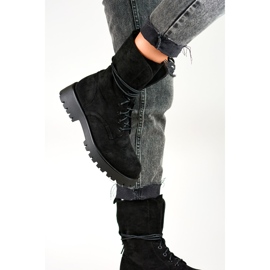 Bottines à lacets en daim pour femme noir DE1051S-B beige 1