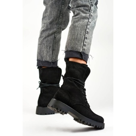 Bottines à lacets en daim pour femme noir DE1051S-B beige 2