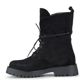 Bottines à lacets en daim pour femme noir DE1051S-B beige 4