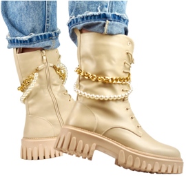 Baggies femme avec chaîne amovible, beige DE1150BE 1