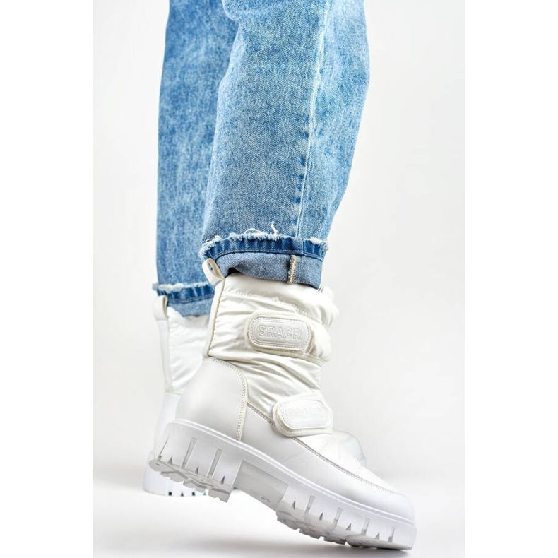 Bottes de neige pour femmes avec fermeture scratch, blanches JH-1W 2