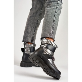 Bottes de neige pour femmes avec chaîne velcro, argent métallisé, JH-5SI 1