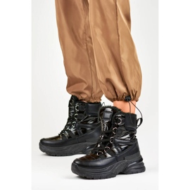 Bottes de neige femme, bottes noires brillantes 22-PY16061B 1