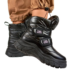 Bottes de neige femme, métallisées, bottines à fermeture scratch, noir 22-PY16062B le noir 5