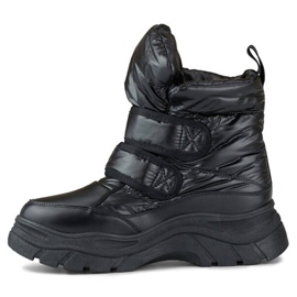 Bottes de neige femme, métallisées, bottines à fermeture scratch, noir 22-PY16062B le noir 3