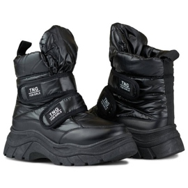 Bottes de neige femme, métallisées, bottines à fermeture scratch, noir 22-PY16062B le noir 4