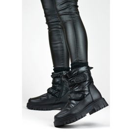 Après-ski femme JH-1B noir métallisé avec velcro le noir 2 Après-ski femme JH-1B noir métallisé avec velcro le noir 2