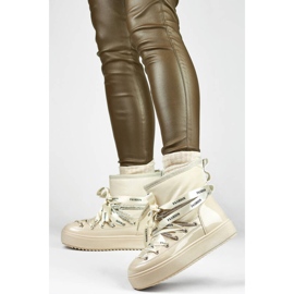 Bottes de neige pour femmes, bottes à lacets, beige 5754-4BE 1