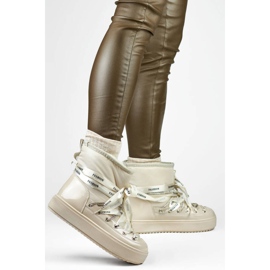 Bottes de neige pour femmes, bottes à lacets, beige 5754-4BE 2