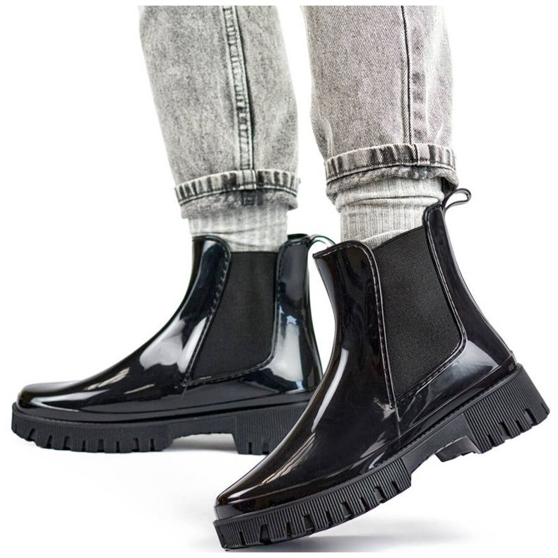 Bottines Chelsea à semelle épaisse pour femme, noires YX227-1B 1