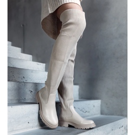 Bottes longues beiges à tige élastique Daryl 1