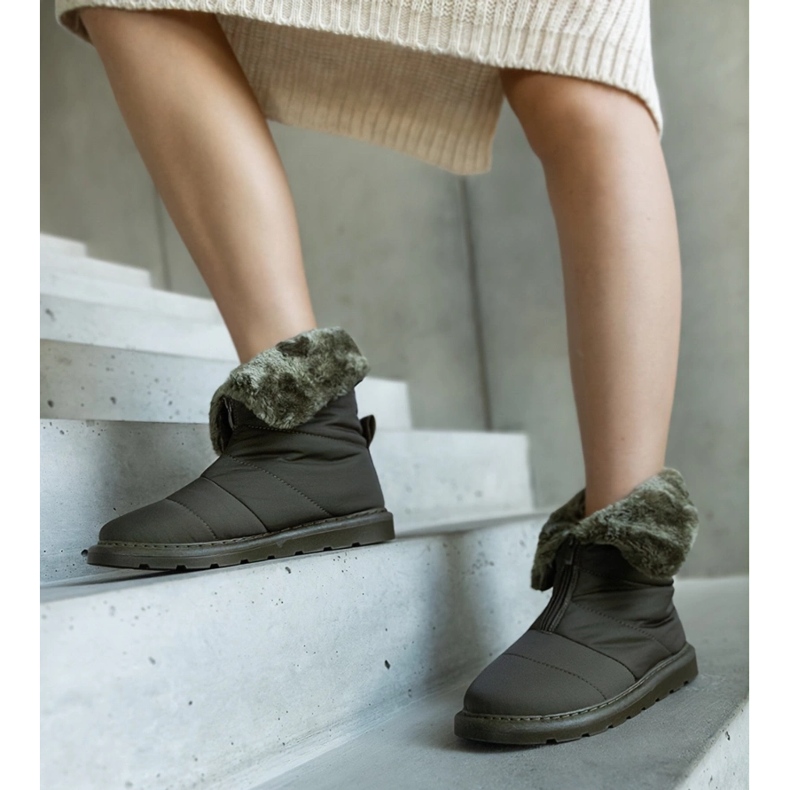 Bottes de neige isolées vertes avec un col d'Edidda 1