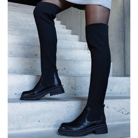 Bottes longues noires avec tige élastique par Daryl le noir 1