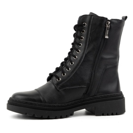 WASAK Bottines hautes en cuir à lacets pour femmes hiver 0640 noir 1