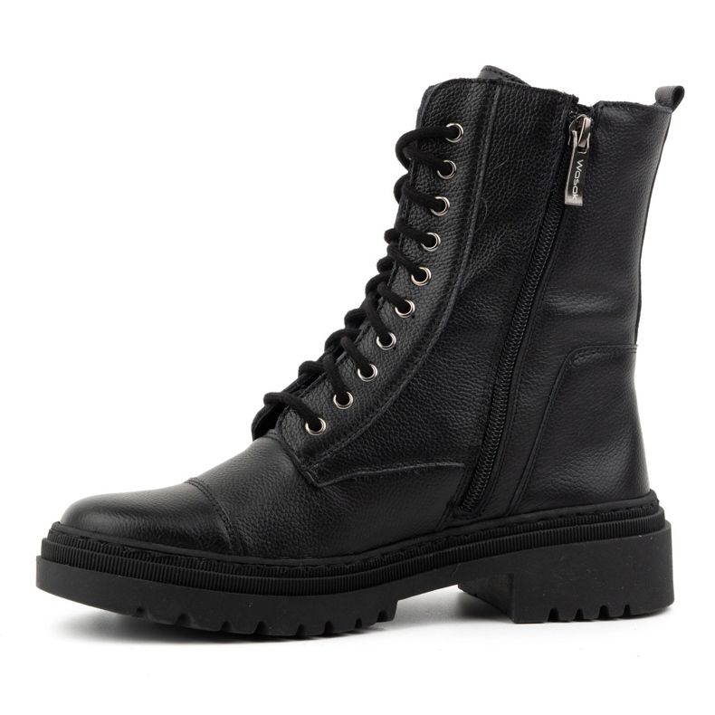 WASAK Bottines hautes en cuir à lacets pour femmes hiver 0640 noir 1