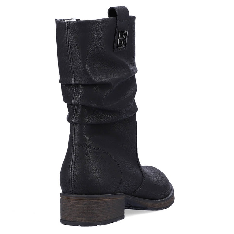 Bottes pour femmes noires isolées avec de la laine Rieker Z9583 le noir 1