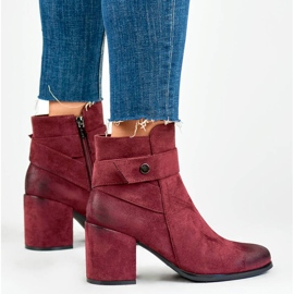 Bottines en daim pour femme, bordeaux, 260041WI-SU rouge 6