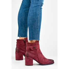 Bottines en daim pour femme, bordeaux, 260041WI-SU rouge 3