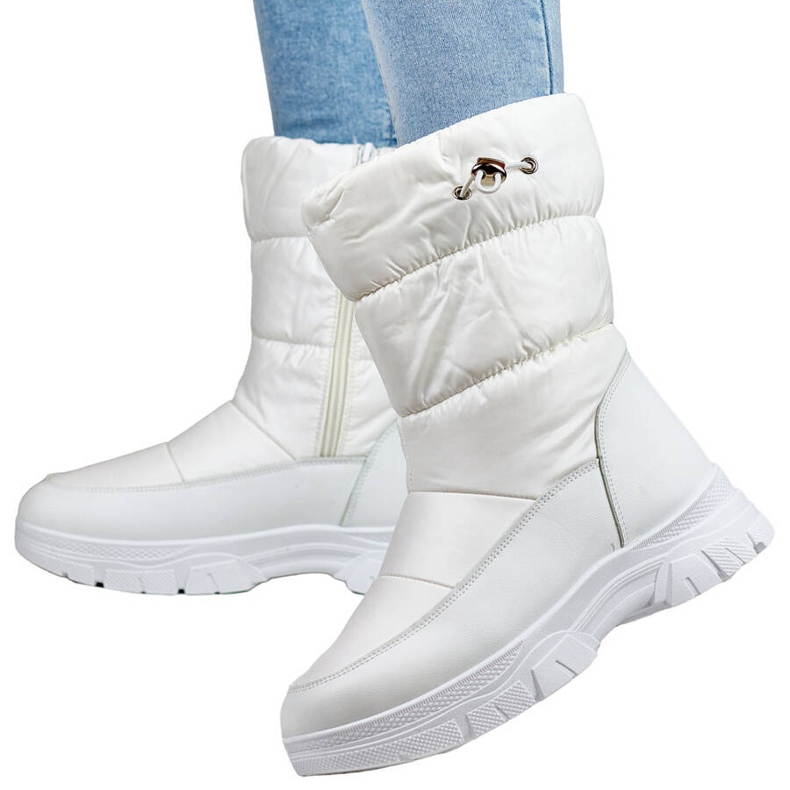 Bottes de neige avec revers pour femme, blanc 3537W 1