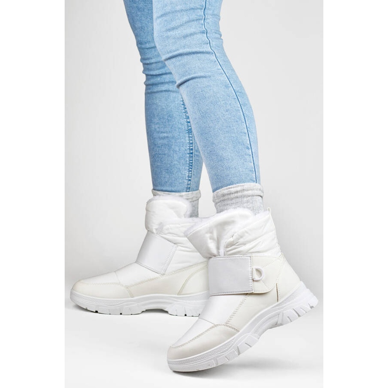 Bottes de neige femme avec fermeture scratch, blanc 3535W 1