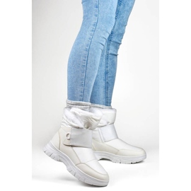 Bottes de neige femme avec fermeture scratch, blanc 3535W 2