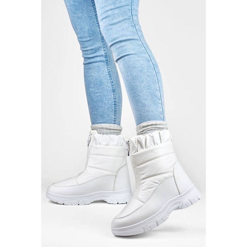 Bottes de neige pour femmes avec fermeture éclair, blanc 3555-2-W blanche 1