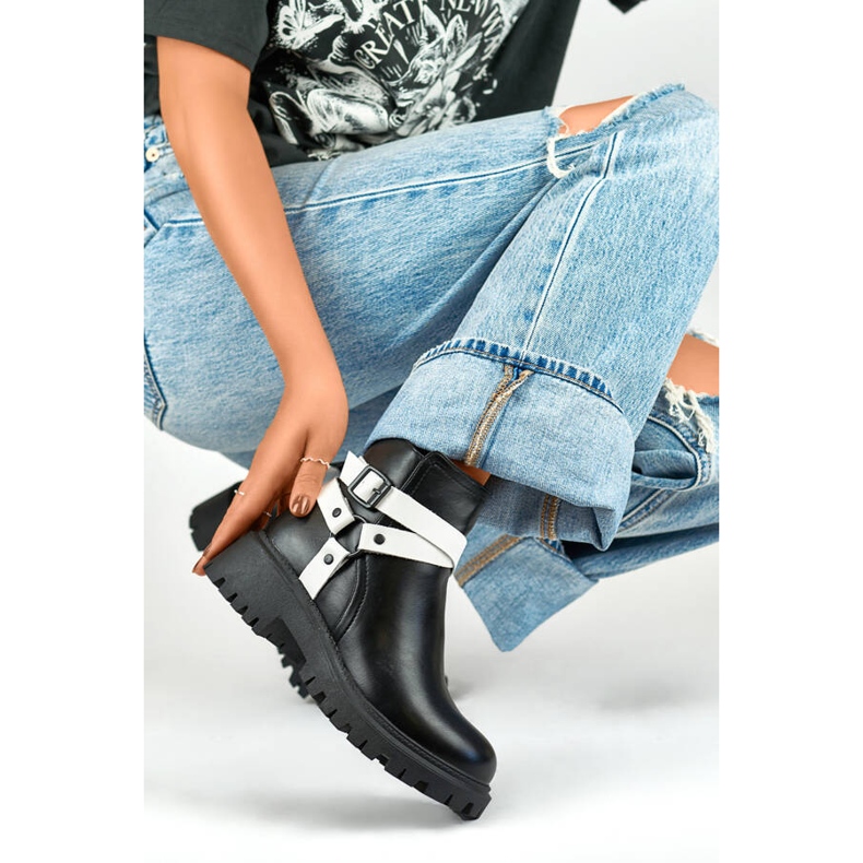 Bottes de travail isolées à sangles pour femme, noir 250043BW-PU blanche 2