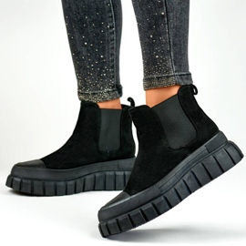 Bottines Chelsea pour femmes bottines à enfiler en daim noir A1006B le noir 6