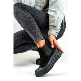 Bottines Chelsea pour femmes bottines à enfiler en daim noir A1006B le noir 3
