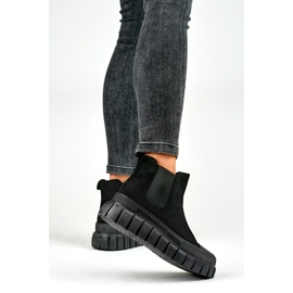 Bottines Chelsea pour femmes bottines à enfiler en daim noir A1006B le noir 2