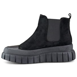 Bottines Chelsea pour femmes bottines à enfiler en daim noir A1006B le noir 4