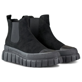 Bottines Chelsea pour femmes bottines à enfiler en daim noir A1006B le noir 5