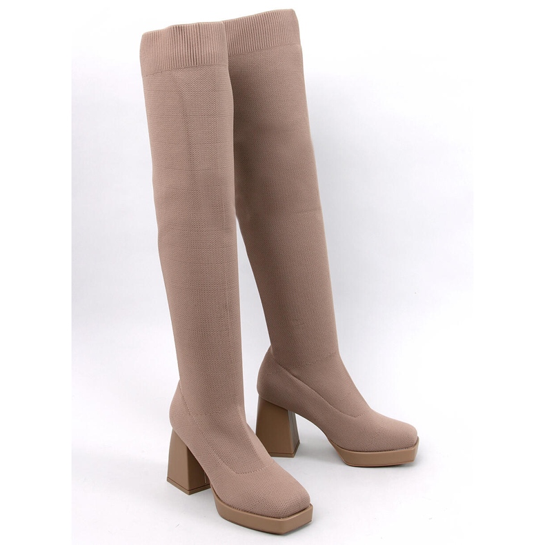 Bottes à talons hauts de Hilary Khaki beige 1