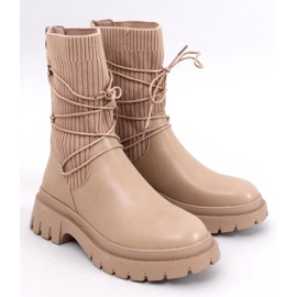 Willet Bottines chaussettes kaki beige 1