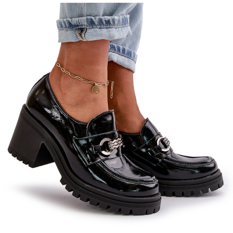 Zazoo 20175 Chaussures en Cuir Verni à Talon Haut pour Femme, Cuir Naturel, Noir le noir 5