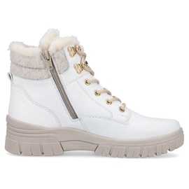 Bottines femme imperméables en cuir isolées avec de la laine, blanc Remonte D0E71-80 1