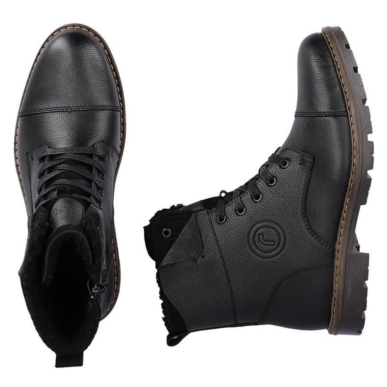Bottines en cuir chaussures pour hommes isolées avec de la laine, noir Rieker 32133-00 le noir 2